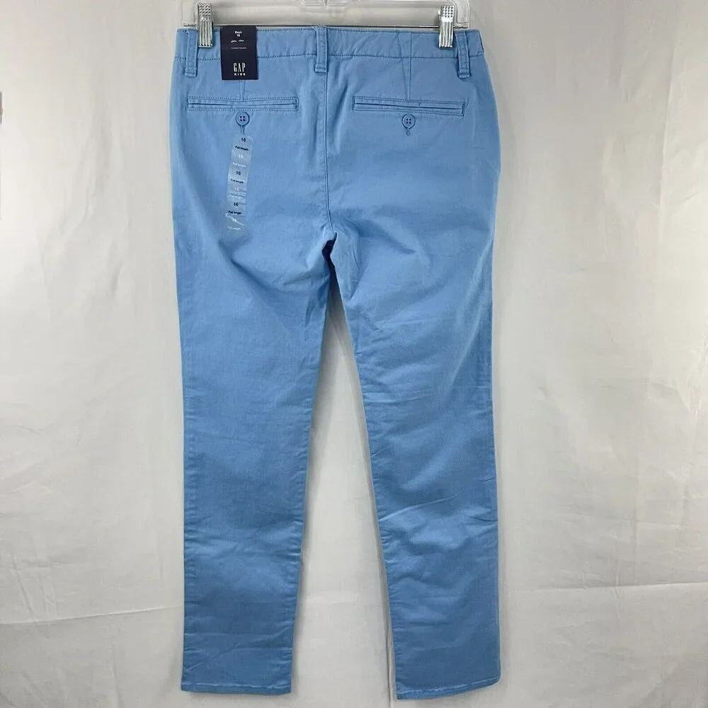NWT‎ Gap Kids Boys Youth 16 Comfort Stretch Chino Pants Blue Adjustable Waist